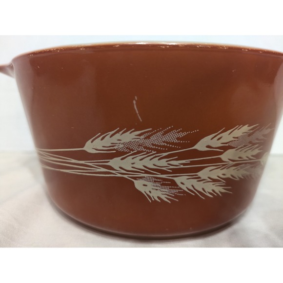 Vintage PYREX 473-B Casserole Dish Autumn Harvest Wheat Pattern 1 Quart No Lid - Picture 2 of 6
